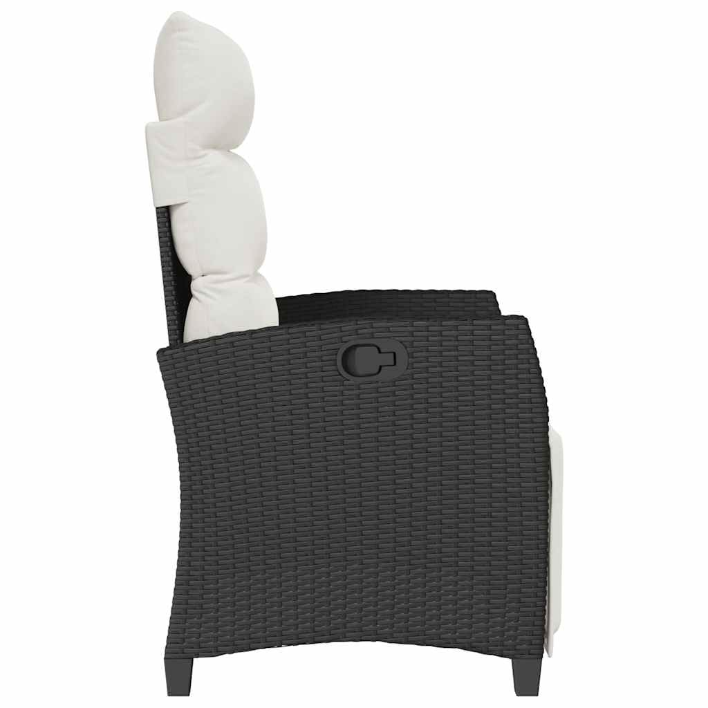 vidaXL Silla de jardín reclinable con Mesa Auxiliar ratán Negro, Silla reclinable para Patio, sillón reclinable para Muebles de Patio, sillón reclinable para jardín
