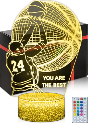 DAHEYMA Lampe d'ambiance basket, lampe 3D à LED pour basket, cadeau basket pour garçon, décoration de chambre, veilleuse 16 couleurs avec télécommande et...