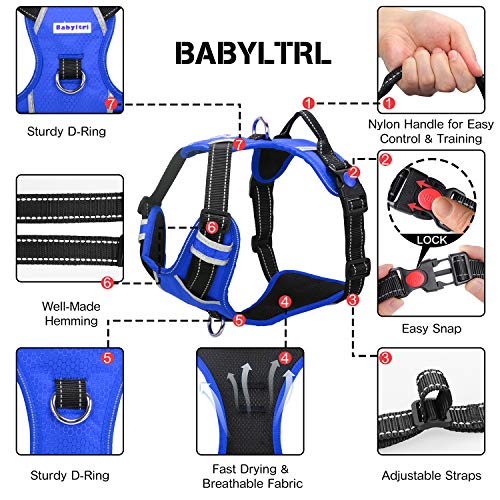 image for BABYLTRL Big Dog Harness No Pull Adjustable Pet Reflective Oxford Soft
