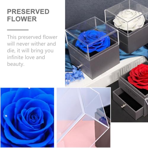 Coffret à bijoux de Saint-Valentin bleu avec boîte à fleurs éternelles