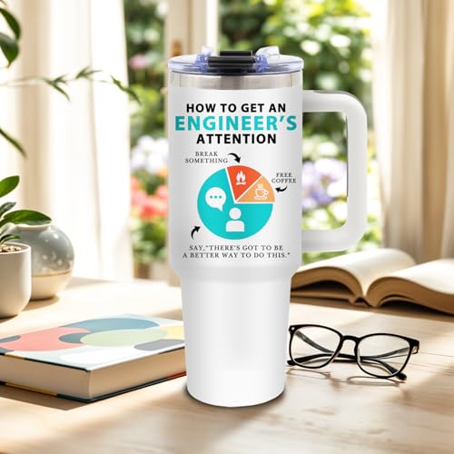 DUUV Engineer Gifts for Men, How To Get An Engineer's Attention Insulated Tumbler 40 Oz, Christmas Retirement Graduation Birthday Gifts for Engineers for Engineering Coworker Student, 1PCS