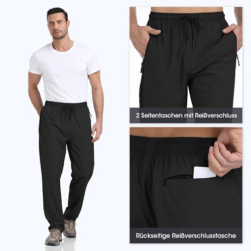 BondiTrekk Jogginghose Herren Reißverschlusstasche Sporthose Lang Sport Hose Trainingshose Laufhose Yogahose Sweatpants Hosen mit Gummizug für Herren（Schwarz，M）