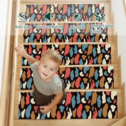 Alfombras para escaleras de leopardo pack de 15 alfombrillas antideslizantes de 8x30 pulgadas 4