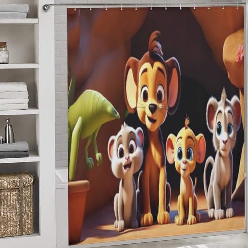 Rideau de douche lion imperméable en polyester de qualité supérieure - 2