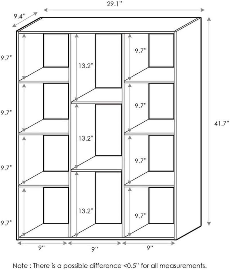 Pemberly Row 11-Cube Reversible Open Shelf Bookcase, Engineered Wood, Blue and White Finish, 41.7" H x 29.1" W x 9.4" D, Simple Stylish Design, Functional Storage Unit for Home or Office Decor