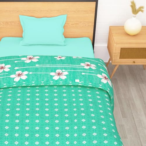 Image of Single Bed Comforter | Microfiber Comforter Single Bed | 180GSM 150x225 cm | Ocean Green, Motif Pattern | Ac Blanket Single Bed Dohar | Quilt | Duvet | Home Items, Bedroom Decoration Items