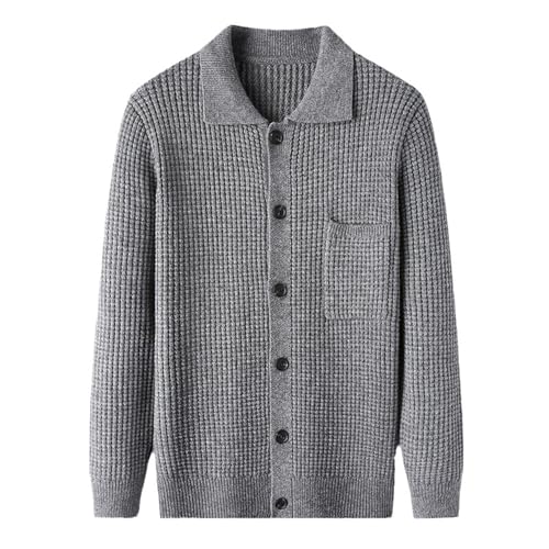 JEKE-DG Men's Lapel Button Down Cardigan Sweater Fashion Loose Sleeve Regular Sweater Casual Open Front Sweaters4