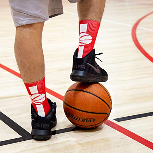 Image of ChalkTalkSPORTS Basketball Socks - Cushioned Mid-Calf Crew - Youth & Adult | Moisture-Wicking Performance Blend, Athletic Basketball Gear, Stay-Up Technology, Arch Support, Breathable, Boys and Men