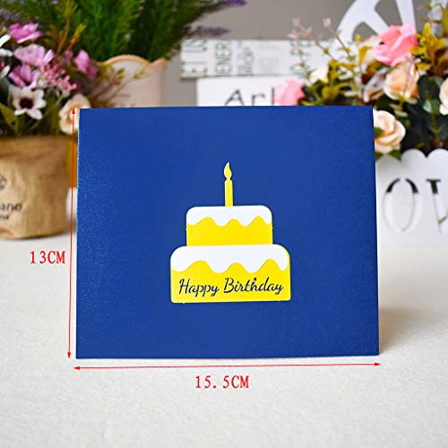DEARLOYEA Cartões de felicitações de feliz aniversário 3D pop-up convites postais de bolo com envelo