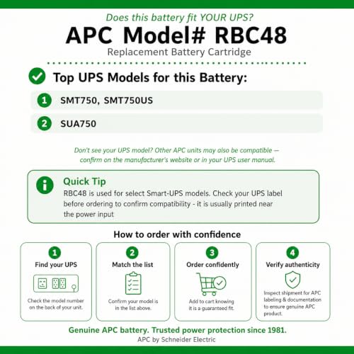 APC UPS Battery Replacement, RBC48 Smart-UPS SMT750, SMT750US, SUA750 and Select Others - image 3