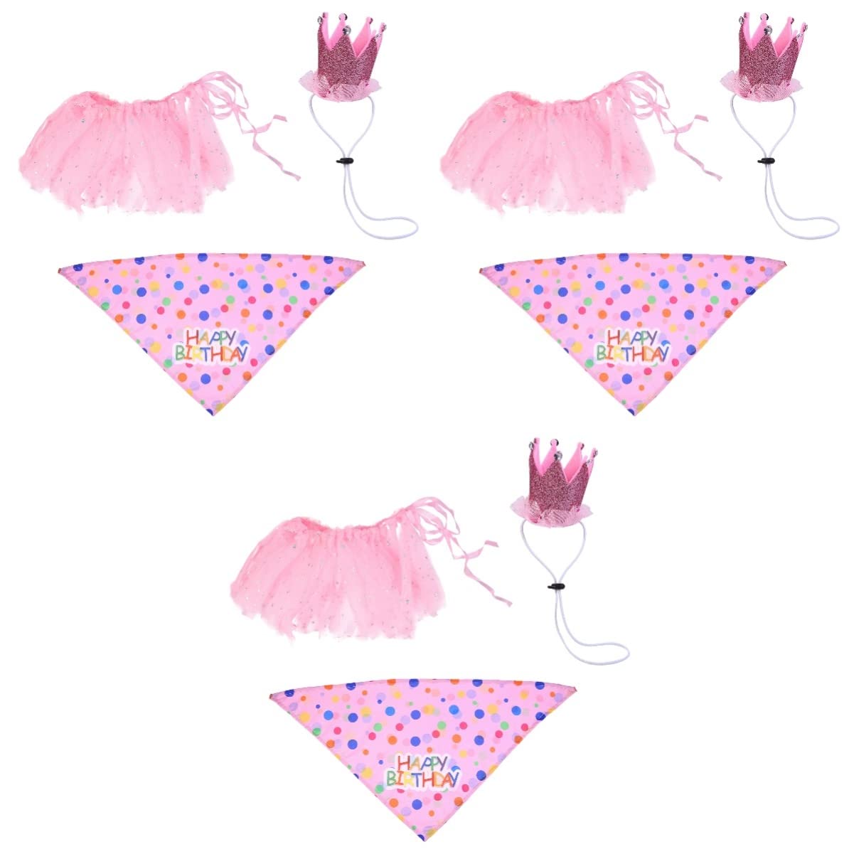 POPETPOP 9pièces Costume Anniversaire pour Chien Ensemble avec Chapeau Jupe Et Bandana pour Fête Anniversaire