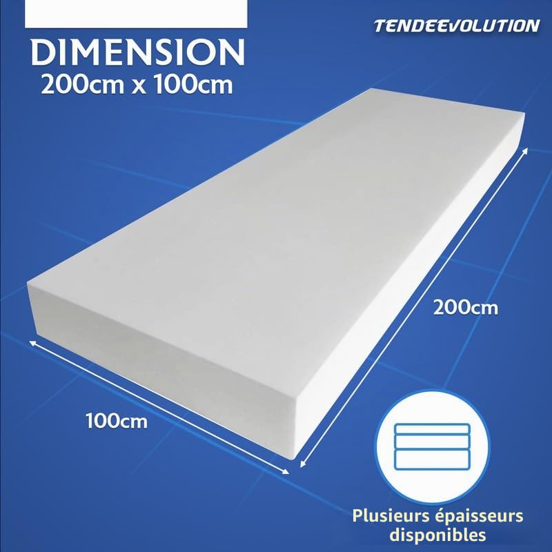 TENDEEVOLUTION Mousse de Rembourrage Densité 18, Épaisseur 5 cm, Feuille 200x100 cm, Coussins en Polyuréthane Expansé