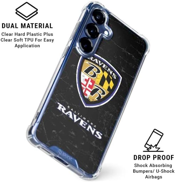 Skinit Clear Phone Case Compatible with Galaxy S25 - Officially Licensed NFL Baltimore Ravens - Alternate Distressed Design