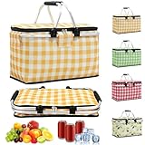 Hengrongshen Cesta de la compra plegable de 18 L, con función de refrigeración, con tapa, cesta de la compra, nevera plegable, nevera portátil, cesta de transporte, aislada para viajes, picnic