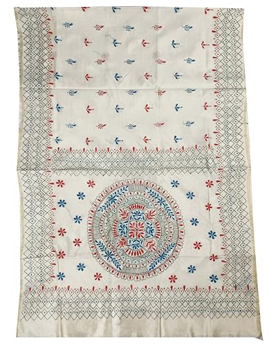 Image of SHRISTI CLOTHINGS Women's Hand Embroidered Cotton Silk Kantha Stitch Saree with Blouse Piece (SB420324 TWD75)
