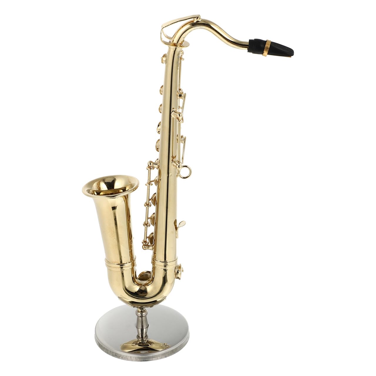 BESPORTBLE Adorno Mini Saxofón Tenor Dorado con Soporte y Estuche, 1 Juego