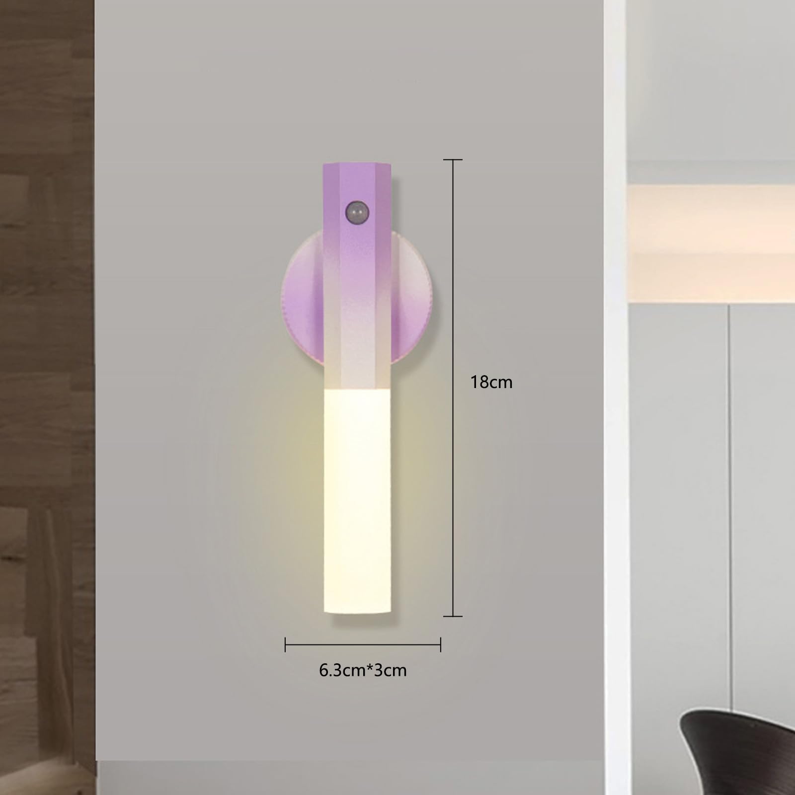 LED Applique da Parete Interno Wireless Ricaricabile USB Lampada da Parete con Sensore di Movimento Lampada a Muro Magnetica per Cameretta Scale Corridoio (Viola,2 Pezzi)