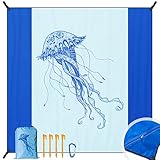 Diseño personalizado: los diseñadores han diseñado exclusivos patrones de delfines, pingüinos y medusas para hacer que tu esterilla de playa sea única y hermosa. Mide 200 x 200 cm, plegada 20 x 14 cm y pesa 350 gramos.