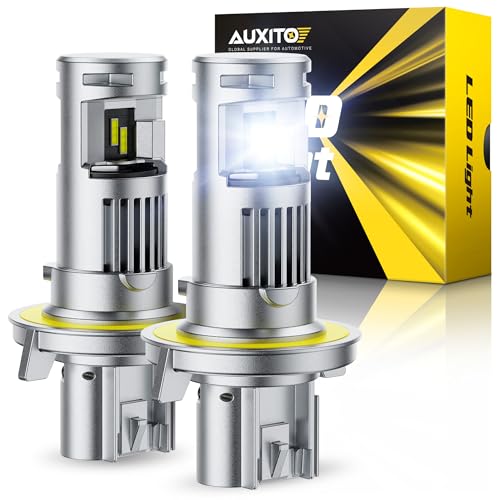 Image of AUXITO H13 Bulb, 6500K Ultra White 10X Increased Brightness, Precision 1:1 Mini Design, Simple Plug Play Installation, Stable Illumination, 99% Vehicles Supported, Pack of 2