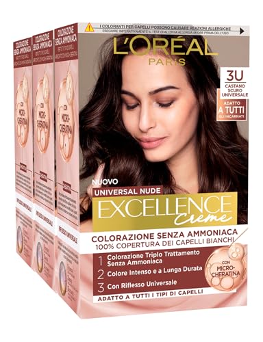 Tinte permanente Castaño Oscuro Universal Nude Excellence Creme triple tratamiento sin amoníaco