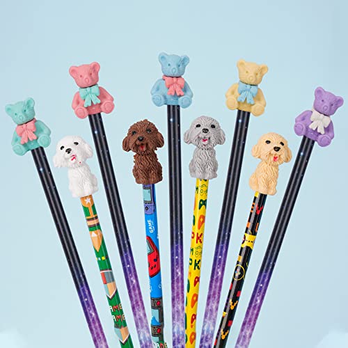 80 Pieces Cute Animal Eraser Dog Bear Monkey Squirrel Pencil Erasers Puzzle Eraser Toys Pencil Mini Erasers Novelty Top Erasers For Party Favors Classroom Rewards Prizes Carnival Gifts Mixed Color #TOP3