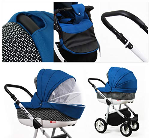 Kinderwagen Alu Way, 3 in 1 - Set Wanne Buggy Babyschale Autositz (Indygo)