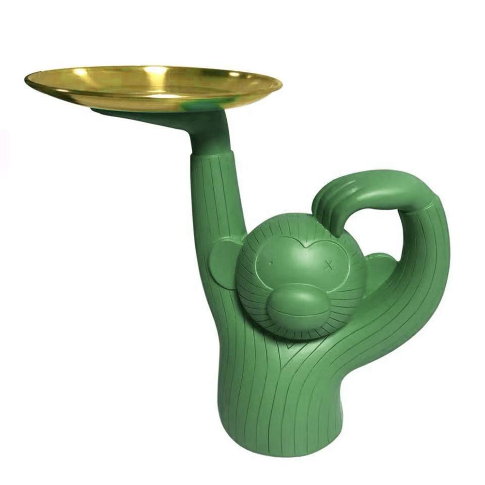 Saniswink-Simple and Durable Home Decor,Cute Monkey Fruit Cake Dessert Candy Storage Tray Home Dining Room Table Decor - Green S
