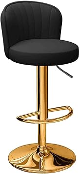 Breakfast Counter Chair Adjustable Swivel Bar Stool High Chair with Chrome Base Footrest for Kitchen Islands/Home BarBlack