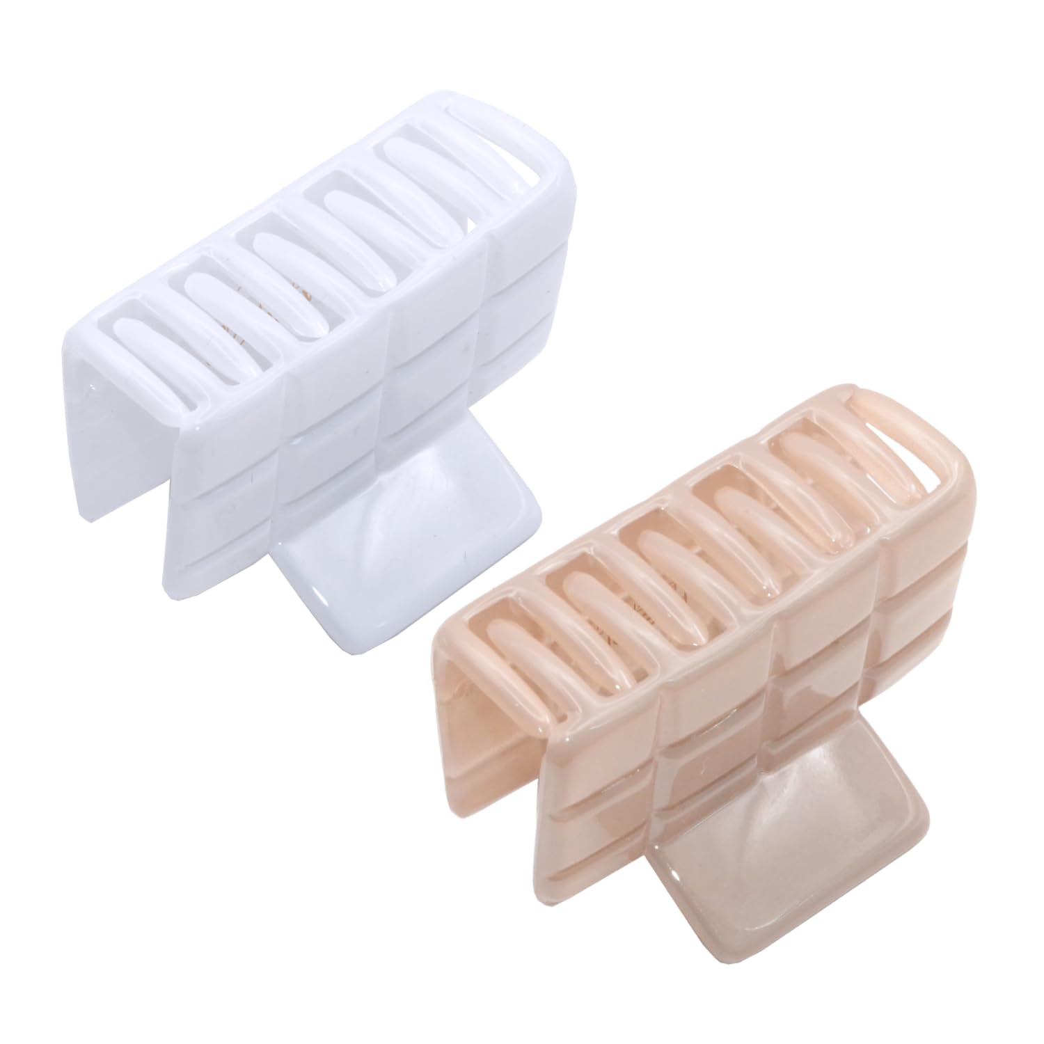 Parcelona French Checkered Small 2 1/4" Celluloid Acetate Set of 2 No Slip Grip Strong Hold Jaw Hair Claw Clips for Women (Blush Pink and White)