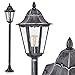 Produktbild Außenleuchte Lignac, Wegeleuchte in antikem Look, Aluguß in Schwarz/Silber mit Klarglas-Scheiben, Stehleuchte 118 cm, Retro/Vintage Gartenlampe, E27-Fassung, IP44, ohne Leuchtmittel