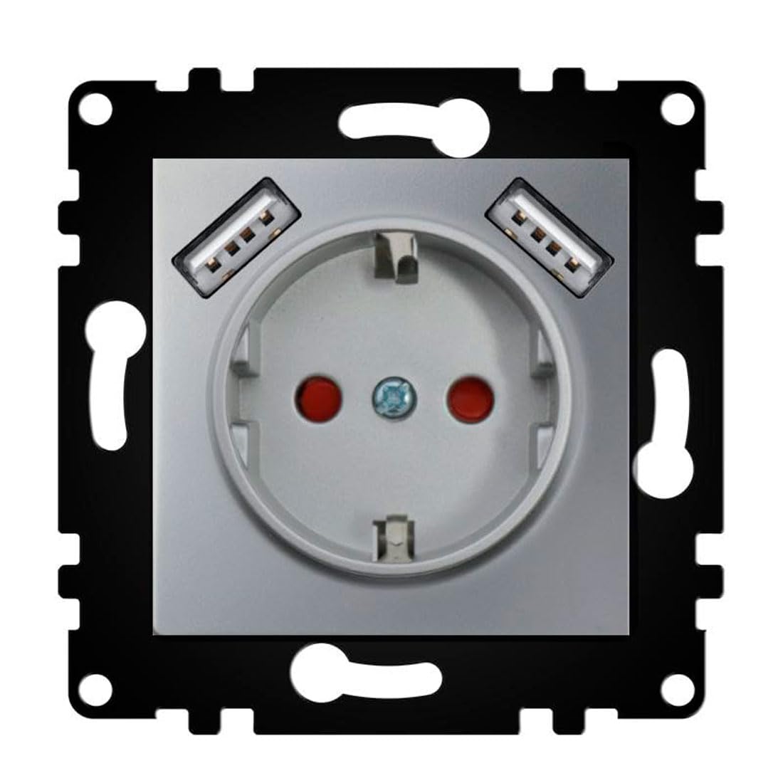 WESA - Вилка Schuko зі стандартними USB-входами ЄС 16A 250V, легке встановлення з вибором різних дизайнів, рамка не входить до ком