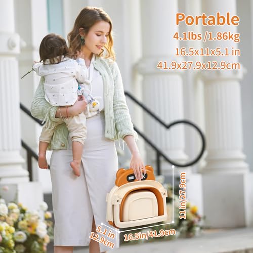 Image of Collapsible Baby Bathtub for Newborn to Toddler (0-18 Months) - Foldable Baby Bath Tub with Soft Towel, Newborn& Infant Bathtub for Travel and Outdoor, Brown