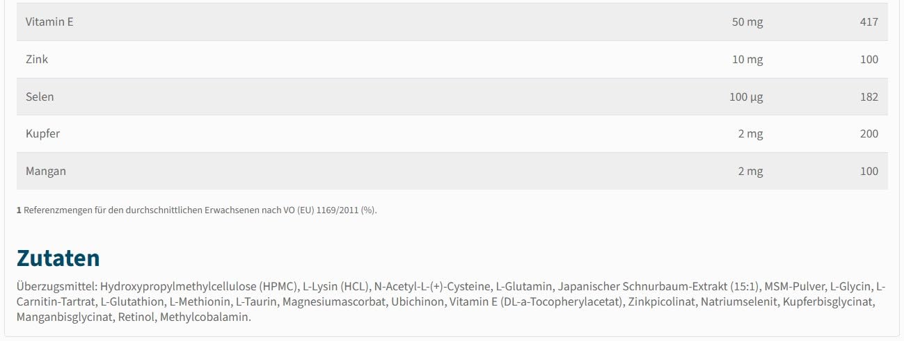 NatuGena yourEBI Di-II-Tox-Modulator, NAC, Quercetin & MSM (Methylsulfonylmethan), Lysin, Taurin, Selen, Vitamin E, 210 Kapseln (30 Tage Packung)