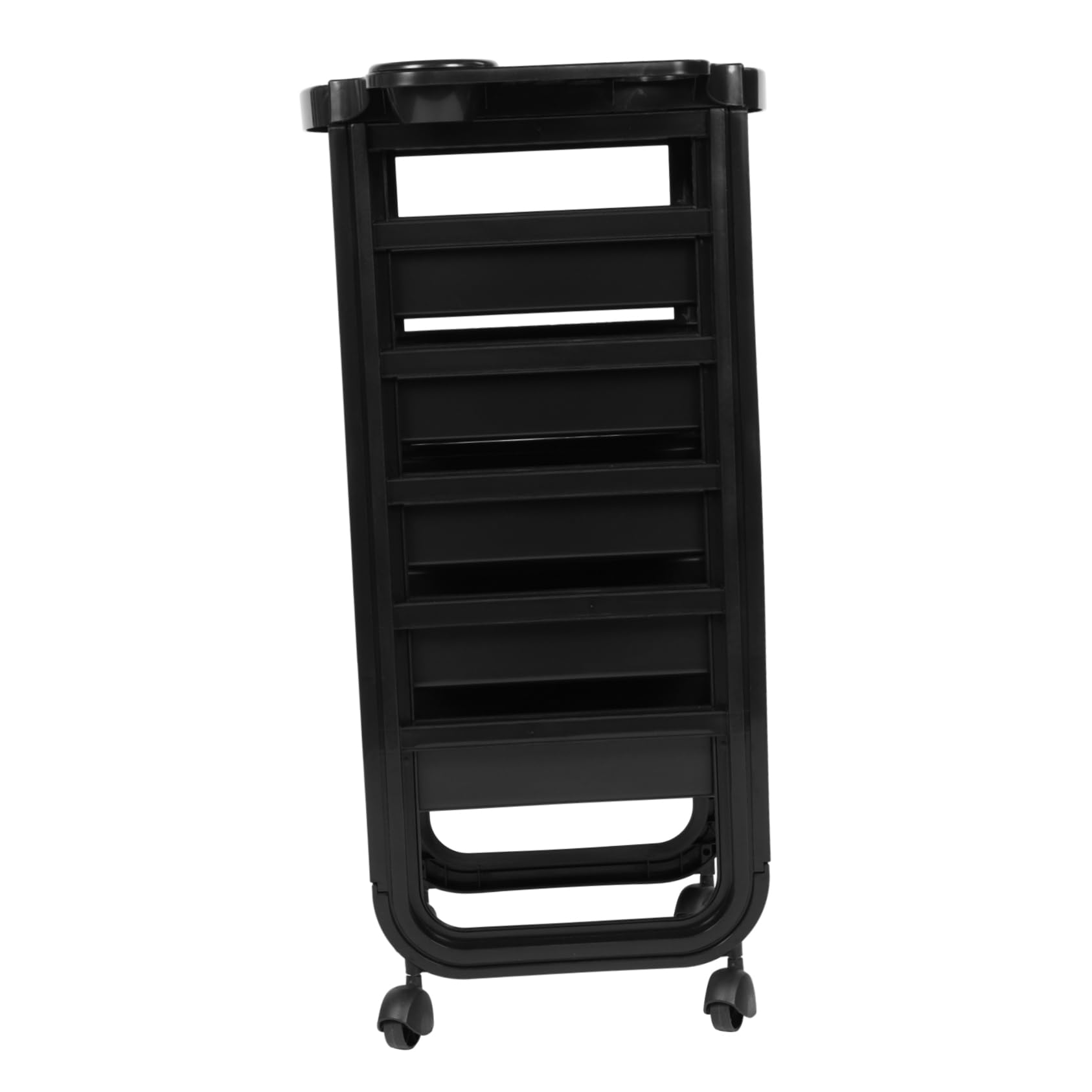 Chariot rangement coiffure robuste meuble coiffeur noir multi-niveaux plastique PP