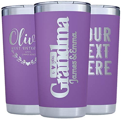 Personalized Tumblers w/Splash Proof Lid - 20oz - Vacuum Insulated Travel Coffee Mugs