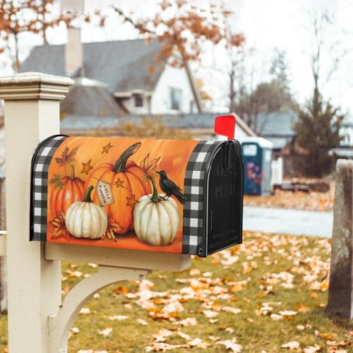Image of Fall Mailbox Covers Magnetic Standard Size 18 X 21 Inch Retro Sunflower Pumpkin Maple Leaf Mailbox Cover Autumn Thanksgiving Mailbox Wraps Post Box Cover Decoration Outdoor Garden Home