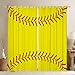 Feelyou Softball Curtains for Bedroom Living Room for Girls Boys Kids Baseball Window Drapes Yellow Teens Men Ball Sports Game Window Curtains Baseball Gaming Window Treatments, 38x54 Inches,2 Panels