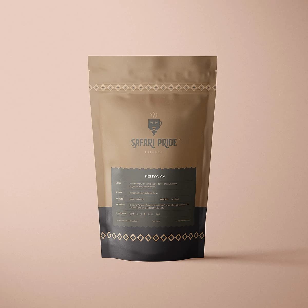 Safari Pride Coffee | Kenya AA Coffee Premium Single Origin Roast | Smooth Medium Roast with Bright Fruity Citrus Notes | Gourmet Sustainable Direct Trade African - 12 oz Bag | Ground