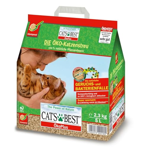 Cat's Best Original Katzenstreu, 100 % pflanzliche Katzen Klumpstreu mit maximaler Saugkraft – bekämpft Gerüche natürlich aktiv, 2,1 kg/5 l
