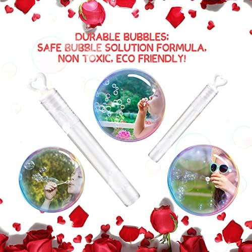 Fegalop 48 Pack White Heart Bubble Wands, Wedding Bubbles Bulk Party Favors for Weddings and AnniversariesValentine's Day, Anniversaries, Celebrations, Graduation, Birthday, Summer Toys Gift for Kids