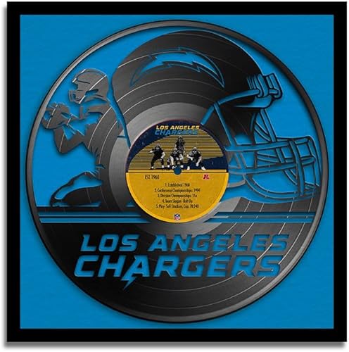 Miniatura 21 de Sporticulture Arte de Pared de Fútbol en Vinilo con Marco Decorativo en Estilo de Disco de Vinilo - 13X13 Pulgadas, Pósteres de la NFL para New York