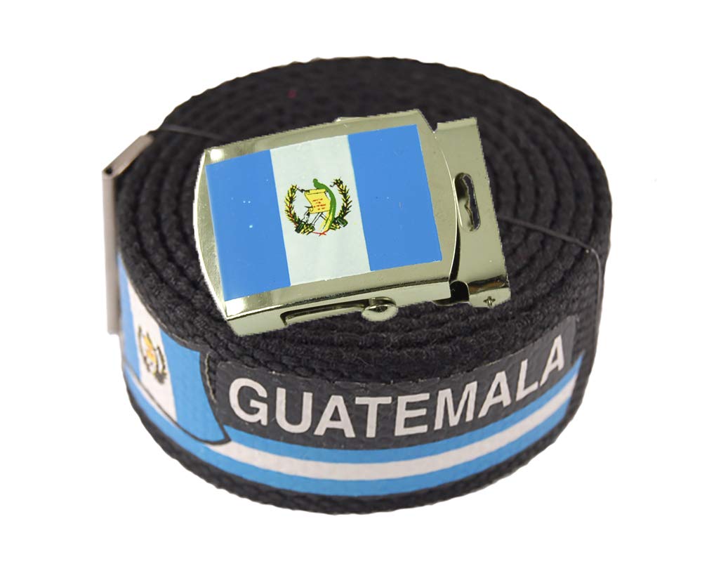 ACCmall Guatemala Flag Canvas Military Black Web Belt & Buckle 60 Inch