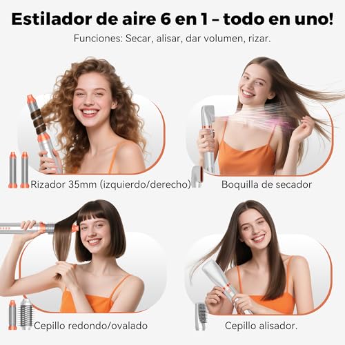 Moldeador pelo 6 en 110000W Kit de Secador y Peine Térmico con Accesorios para Rizar, Alisar y Secar, Ideal como Regalo para Mujeres - imagen 5