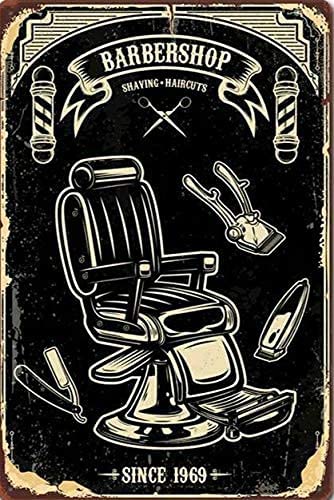 Barber Shop Affiche vintage en métal pour décoration murale de salon de coiffure pour maison, bar, fête, restaurant, café en plein air 20,3 x 30,5 cm Cover