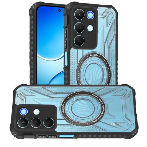 Image of AESTMO Hybrid Shockproof Back Cover Case for Realme 15X 5G / C85 5G Compatible with MagSafe | Hard Back Case Cover for Realme 15X 5G / C85 5G (PC & TPU, Translucent Back, Black Sides)