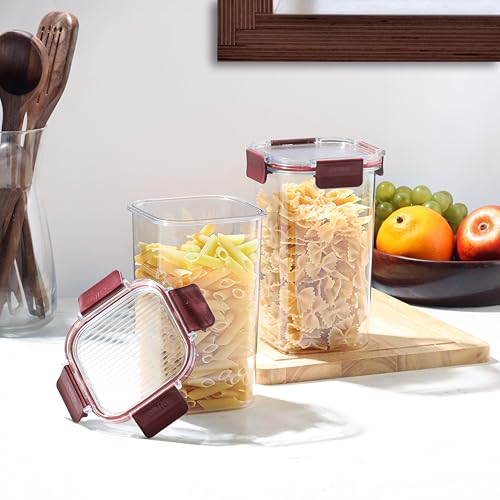 Image of CELLO Stacklock Square Pet Storage Jar for Kitchen Set of 2 Pieces, 1300 ml Brown | Freezer & Fridge Safe, Airtight Stackable Pet Kitchen Storage Box Jar Container Set for Beans, Whole Grains, Spices