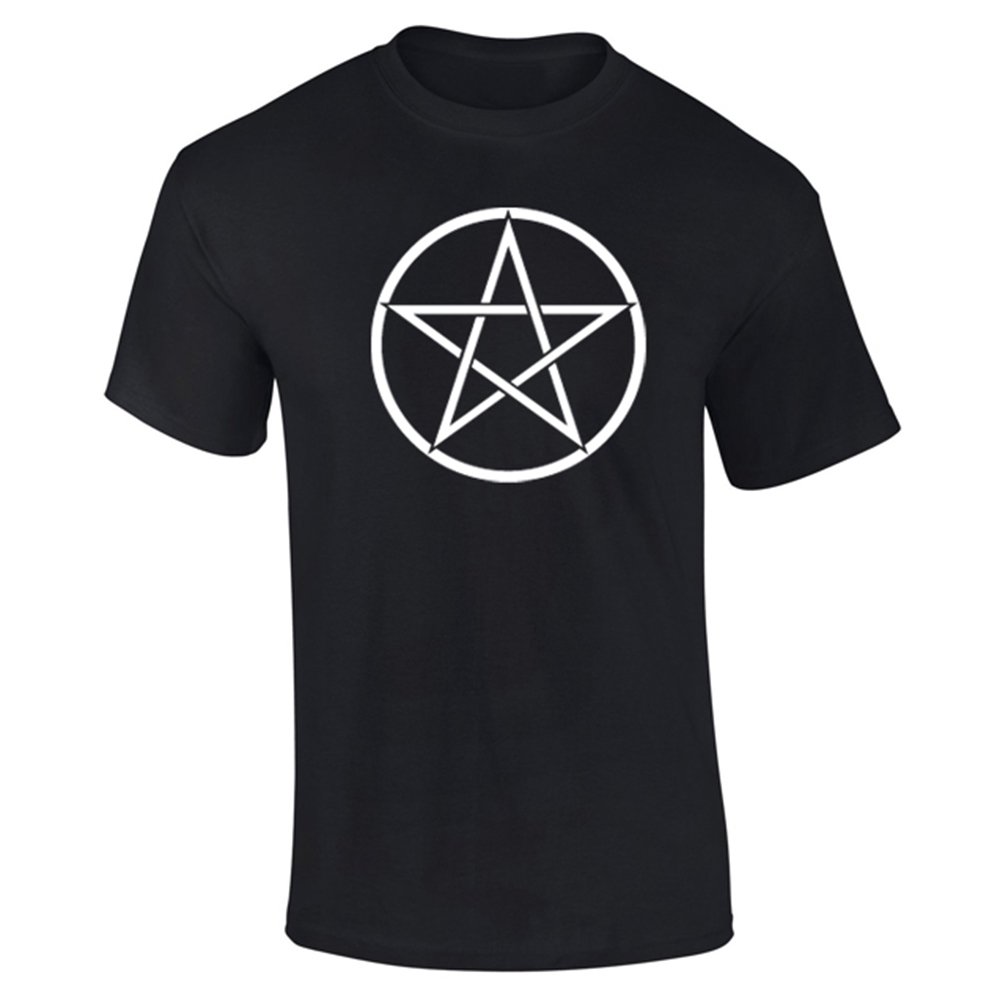Pentagram Pagan Wiccan Logo Mens T-Shirt Black (M)