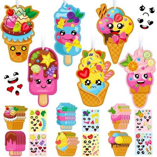 Geyoga 24 Packs Ice Cream Craft Kits for Kids Summer DIY Sweets S...