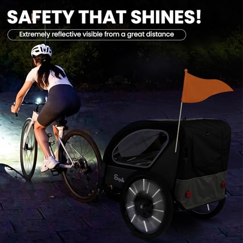 Image of Sepnine Kids Bike Trailer, 2 in1 Canopy Carrier Converts to Pushcart Suitable for 1 to 2 Toddlers, Kids, Quick Attach to Bike, Foldable, with 5-Point Harness and Storage Bags