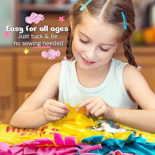 Piano Potato Unicorn No-Sew Tuck & Tie Fleece Blanket Kit for Girls 8-12 - image 3